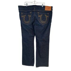 True Religion Mens Jeans 44 x 35 Bobby Dark Blue Denim Straight Leg USA RX10645